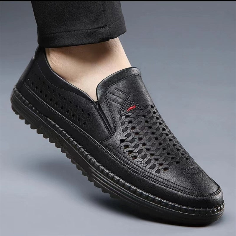 Summer casual breathable hollow leather shoes