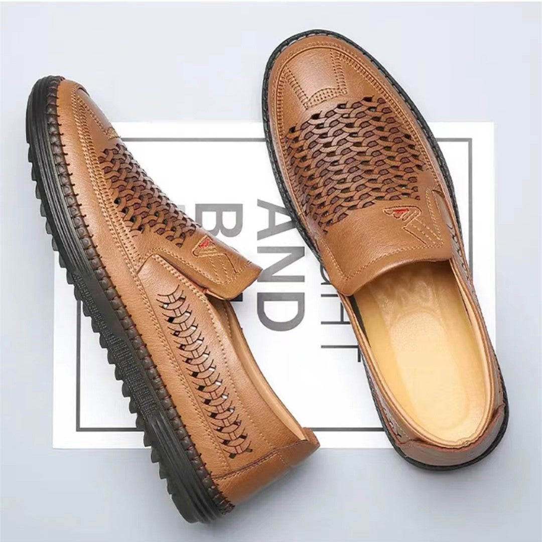 Summer casual breathable hollow leather shoes