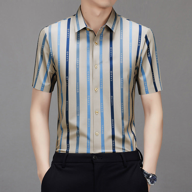 Summer Men's Fashion Business Casual Short Sleeve Shirt