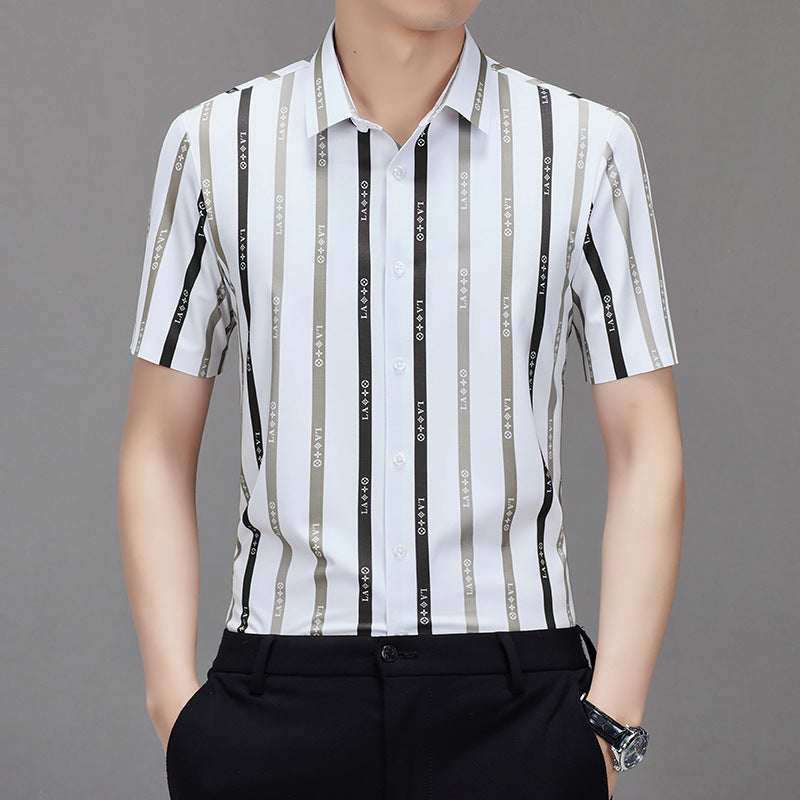 Summer Men's Fashion Business Casual Short Sleeve Shirt