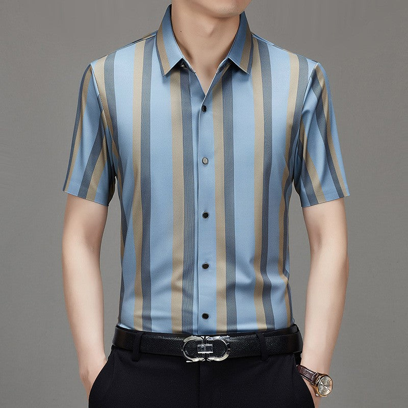 hou346-Men's Summer Fashion Business Casual Striped Shirt