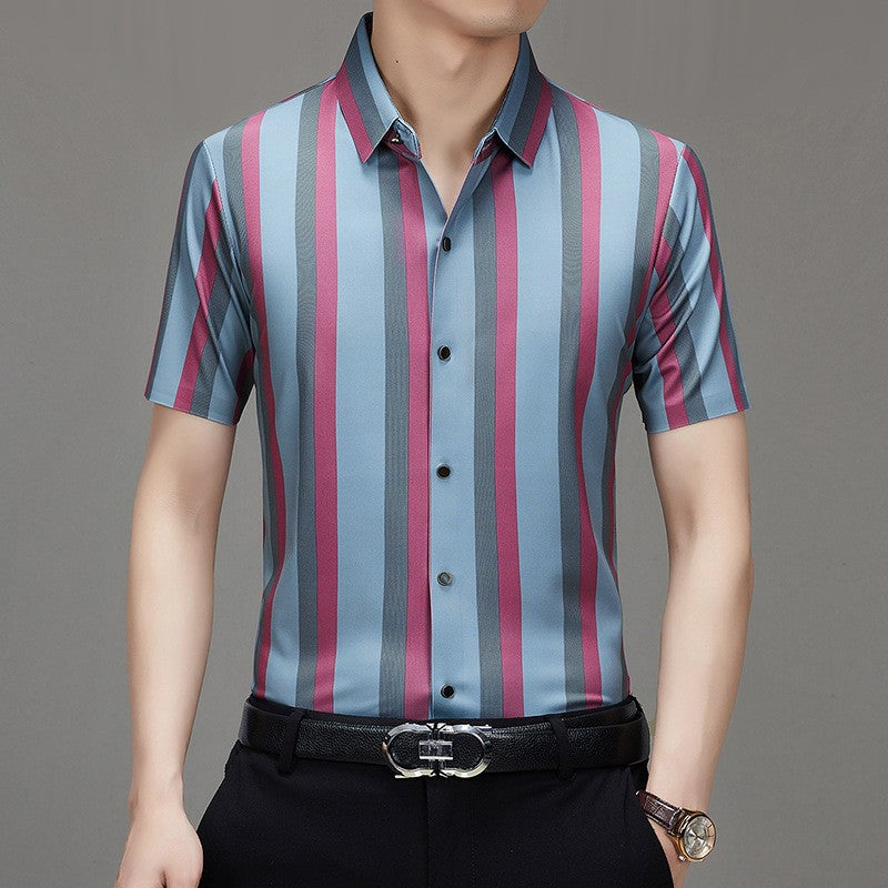 hou346-Men's Summer Fashion Business Casual Striped Shirt
