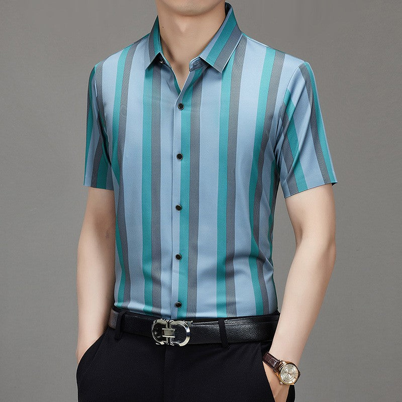 hou346-Men's Summer Fashion Business Casual Striped Shirt