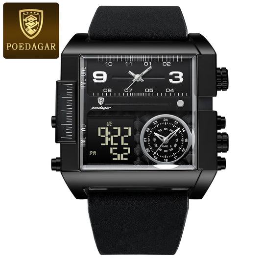 ppo28-Men sports watches 3 time zone big man fashion military LED watch
