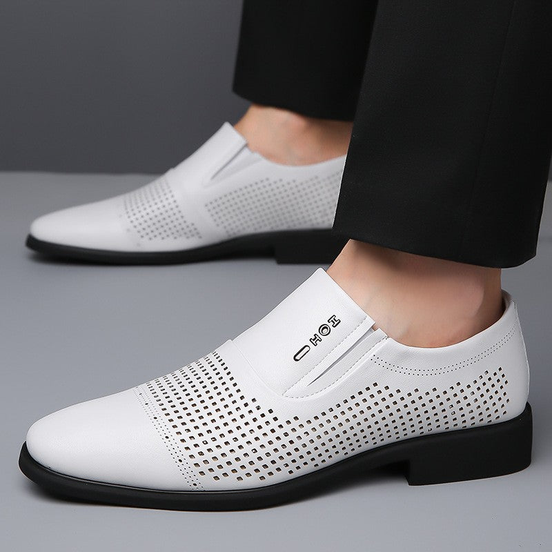 Summer hollow leather sandals for men