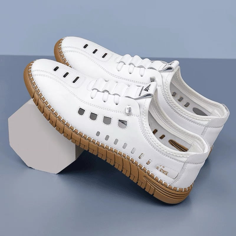 2025 Summer hollow breathable leather sandals