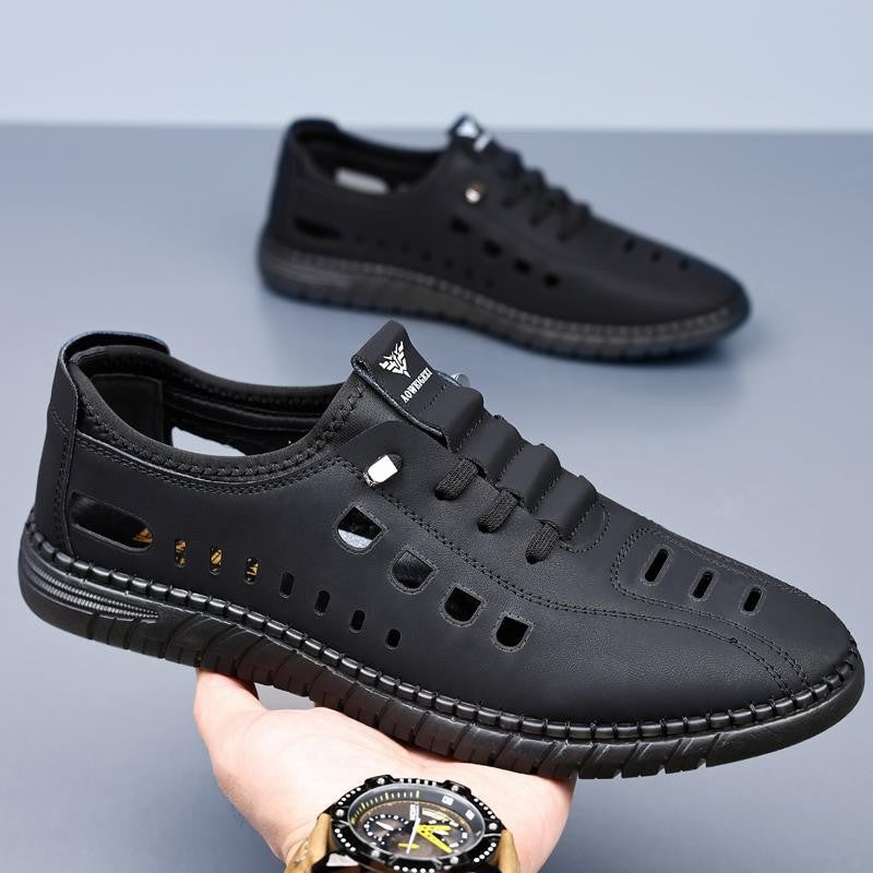 2025 Summer hollow breathable leather sandals