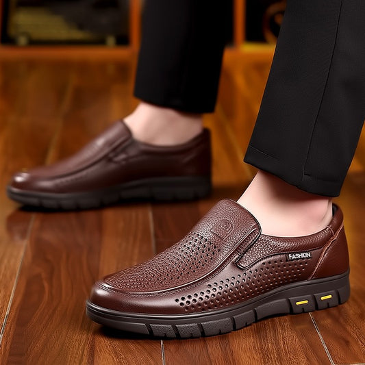 Men's top layer cowhide mesh leather shoes(px97)