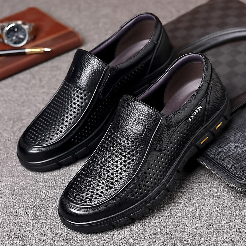 Men's top layer cowhide mesh leather shoes(px97)