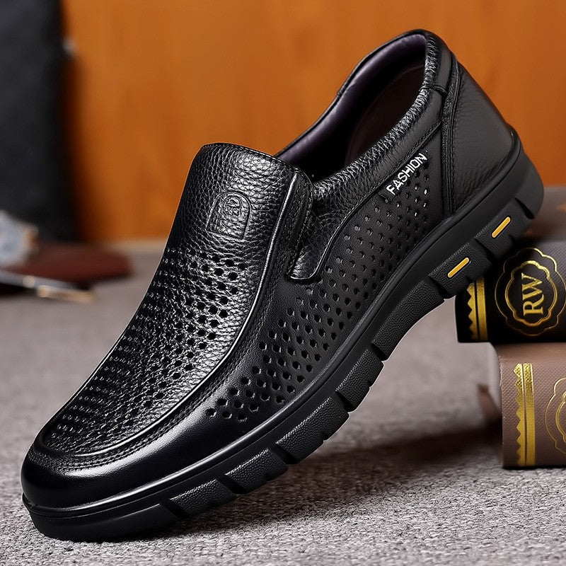Men's top layer cowhide mesh leather shoes(px97)