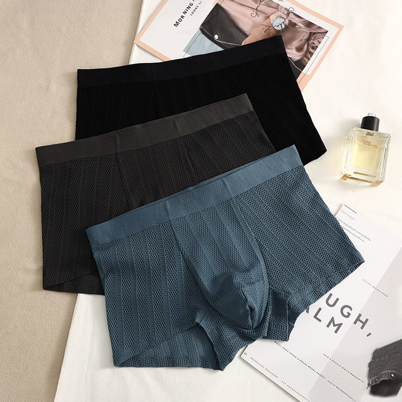 hou478-Mesh ice silk men's boxer briefs