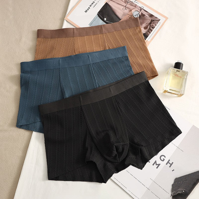 hou478-Mesh ice silk men's boxer briefs