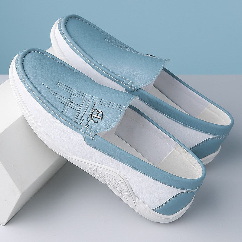 Men's business casual British style white shoes