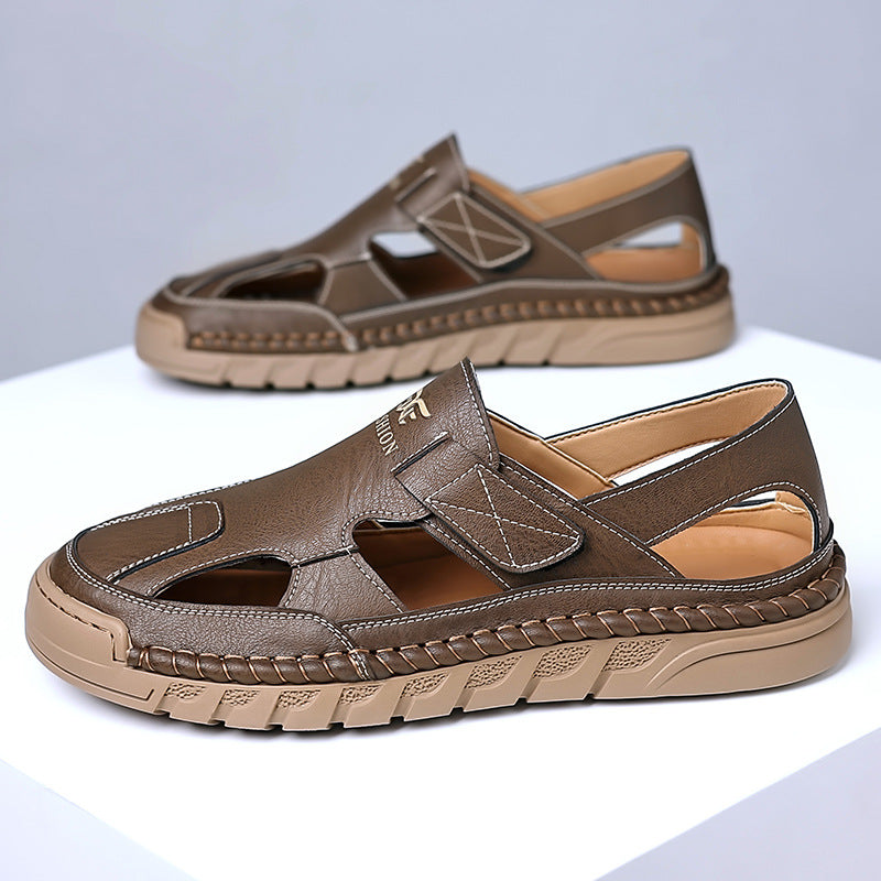 Genuine Cowhide Leather Breathable Men's Summer Sandals(you182)