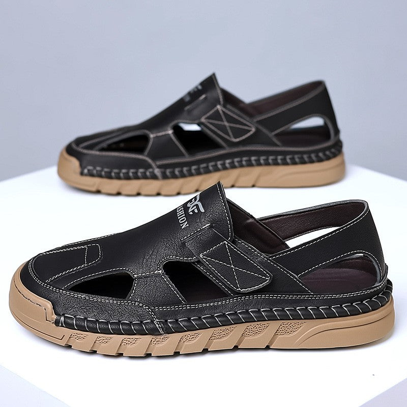Genuine Cowhide Leather Breathable Men's Summer Sandals(you182)