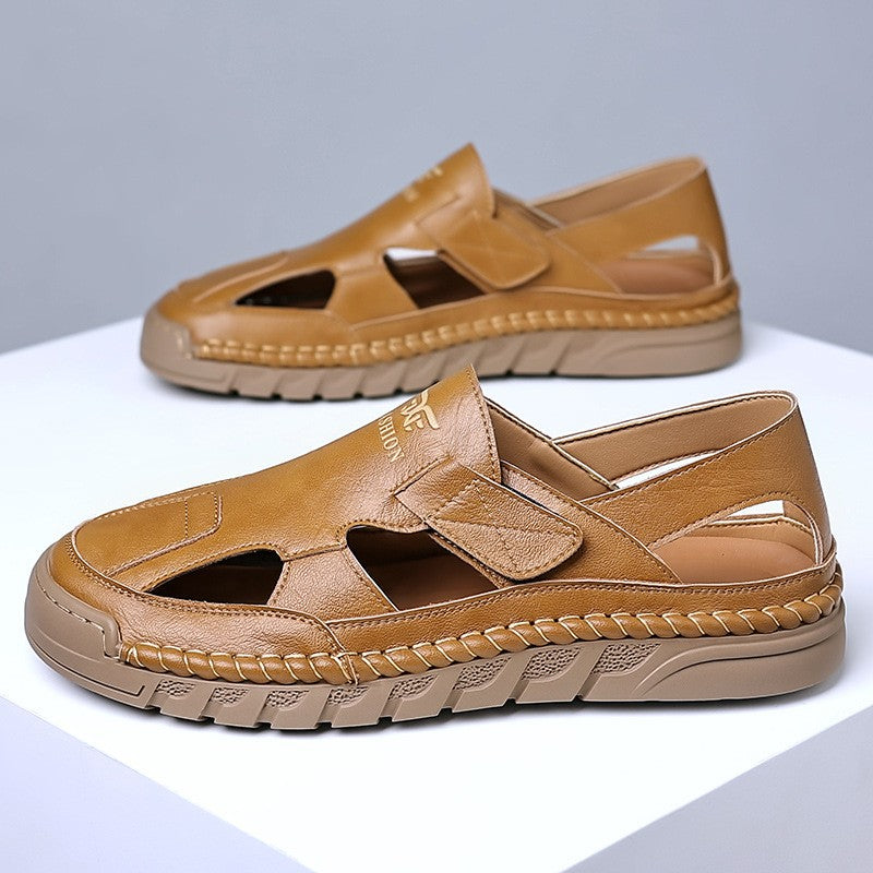 Genuine Cowhide Leather Breathable Men's Summer Sandals(you182)