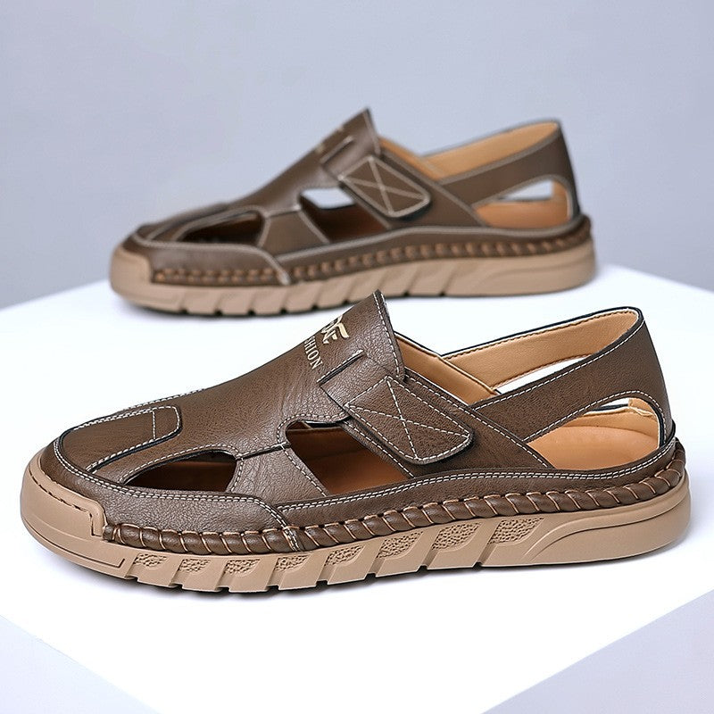 Genuine Cowhide Leather Breathable Men's Summer Sandals(you182)