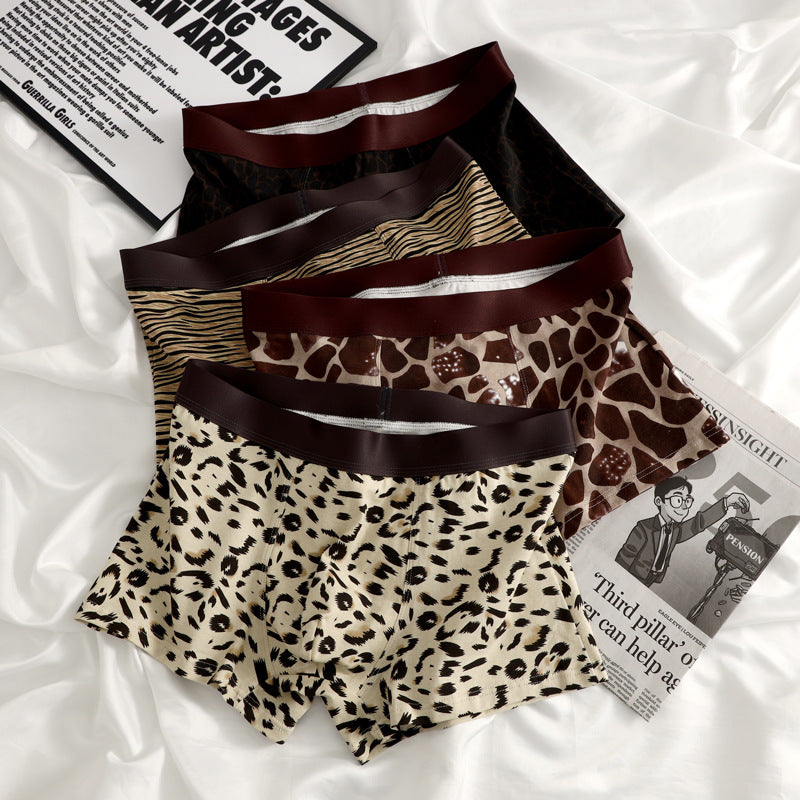 zd230-Men's pure cotton breathable leopard print boxer briefs