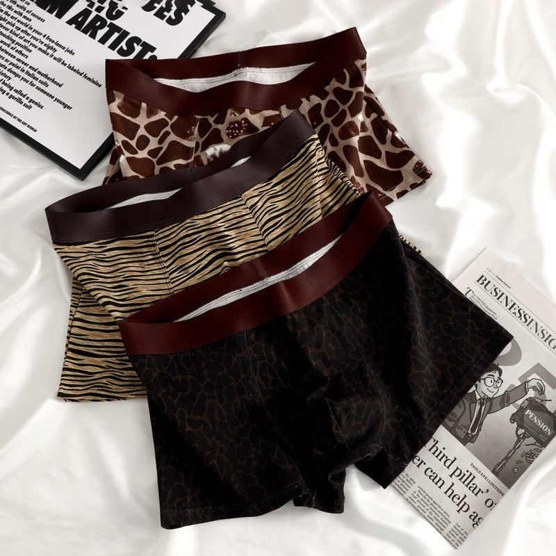 zd230-Men's pure cotton breathable leopard print boxer briefs