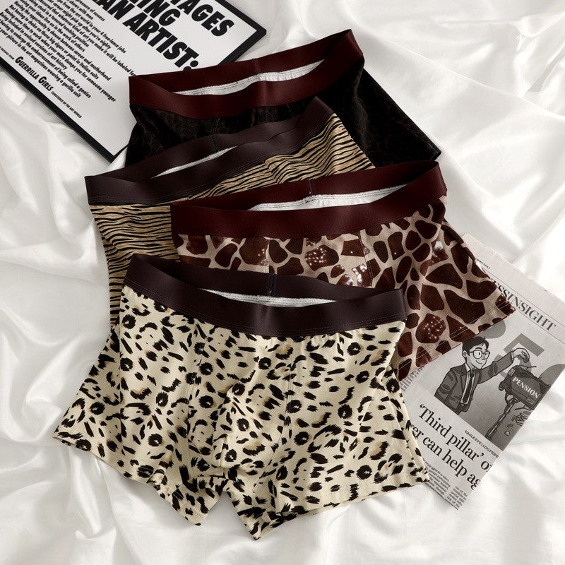 zd230-Men's pure cotton breathable leopard print boxer briefs