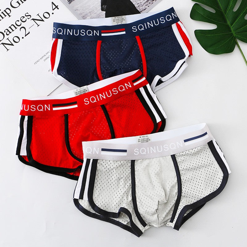 hou435-Ice silk cotton mesh men's underwear