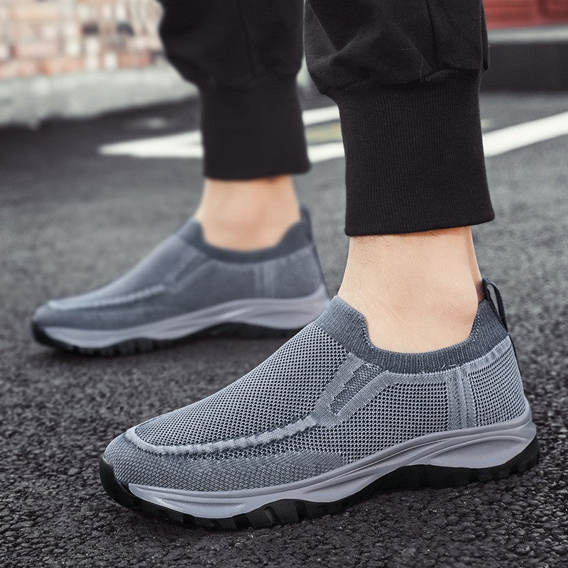 qh135-Men's summer washed fly woven mesh breathable casual shoes