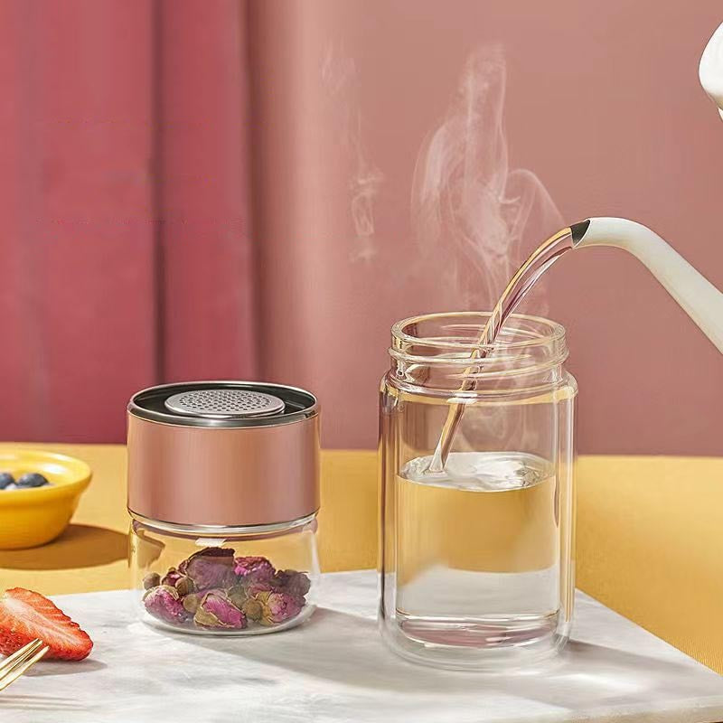 ae651-High-grade double-layer tea and water separation glass