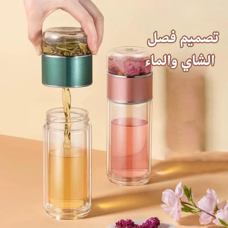 ae651-High-grade double-layer tea and water separation glass