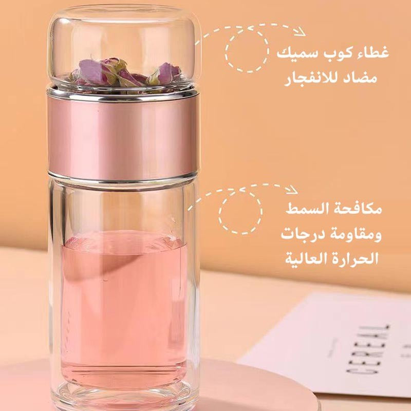 ae651-High-grade double-layer tea and water separation glass
