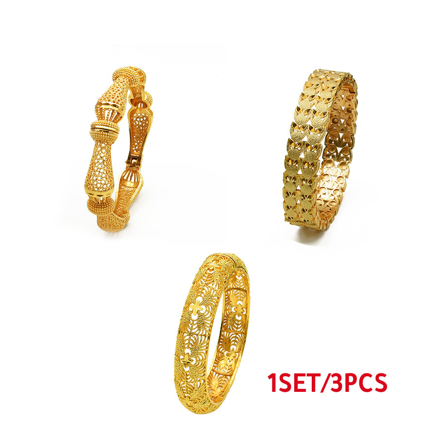 Luxurious style hollow carved gold bracelet