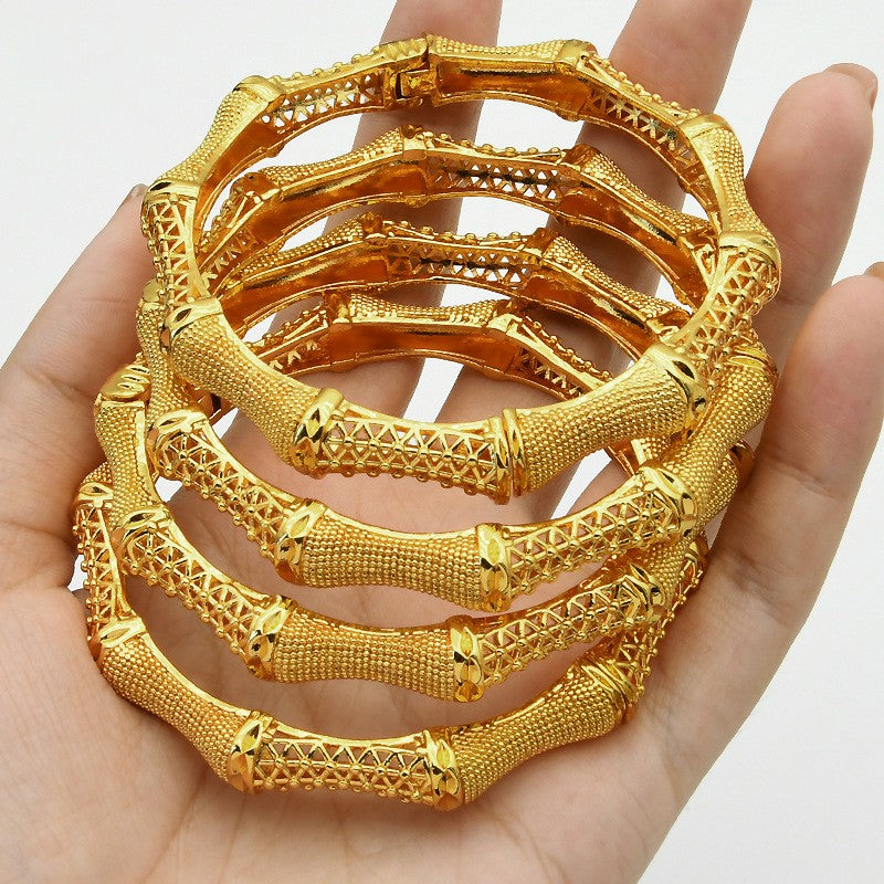 Luxurious style hollow carved gold bracelet