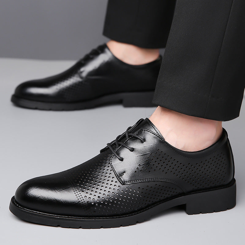 Men's breathable hollow formal business casual leather shoes