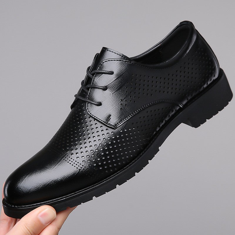 Men's breathable hollow formal business casual leather shoes