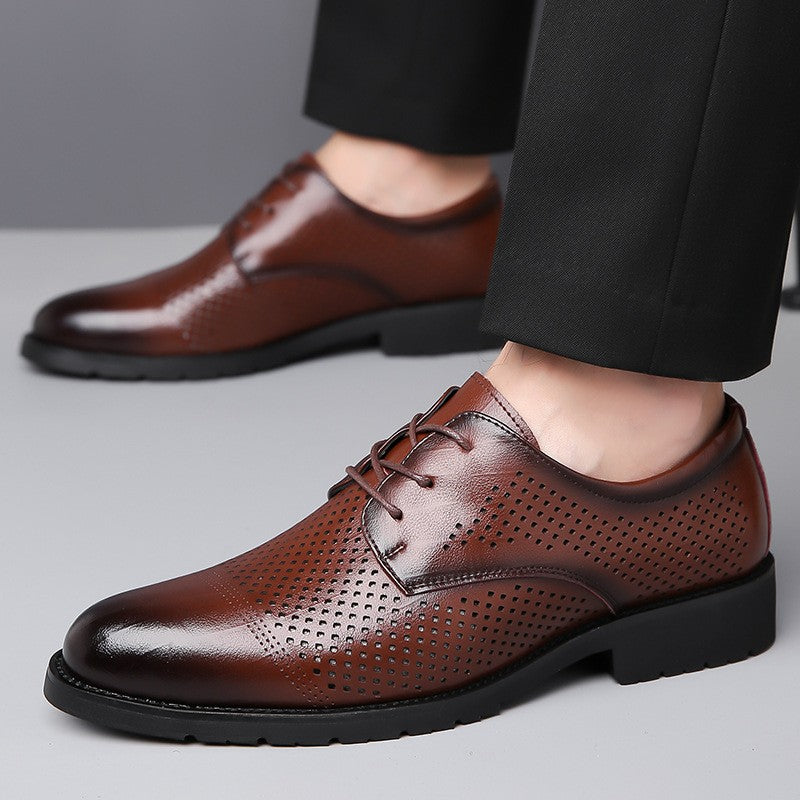 Men's breathable hollow formal business casual leather shoes