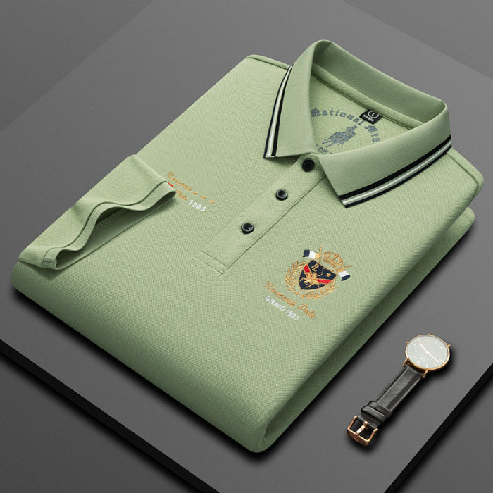 Men's pure cotton light business embroidered POLO shirt