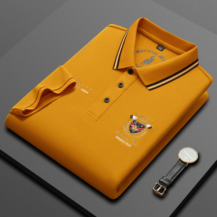 Men's pure cotton light business embroidered POLO shirt