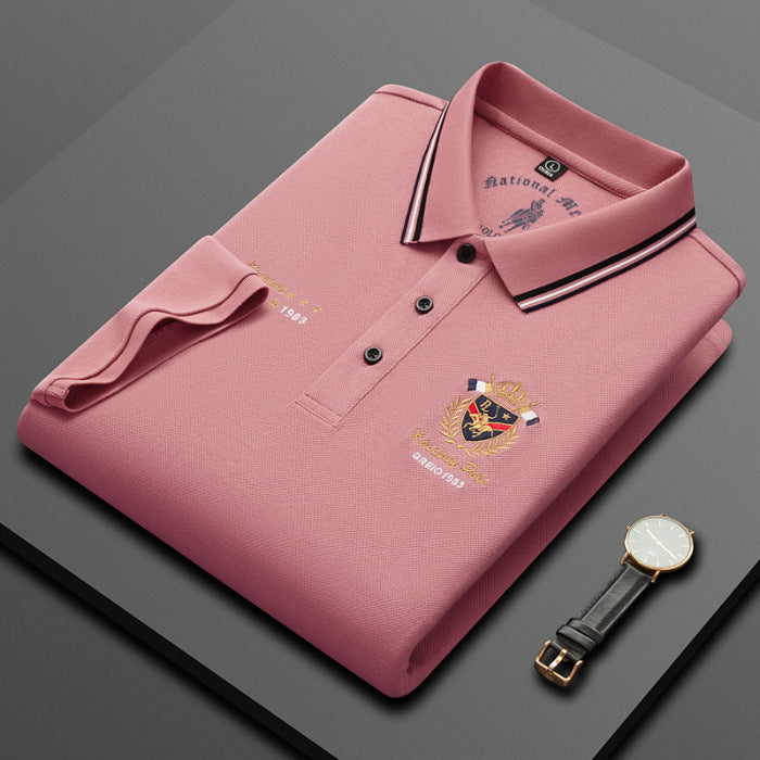 Men's pure cotton light business embroidered POLO shirt
