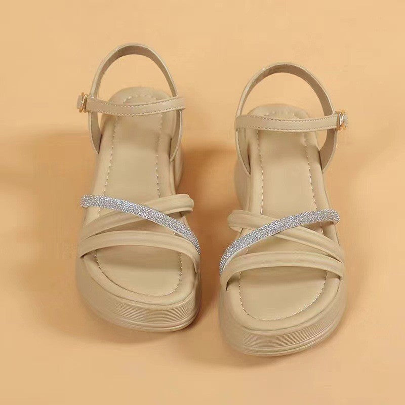 zp434-New summer ultra-light thick-soled crystal sandals