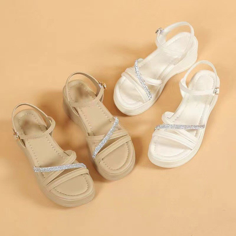 zp434-New summer ultra-light thick-soled crystal sandals