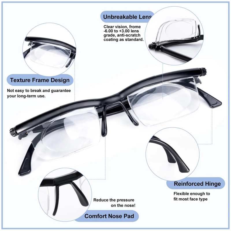Adjustable Distance And Near Focus Glasses