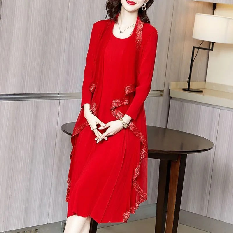 zp446-Women's autumn casual loose slim dress