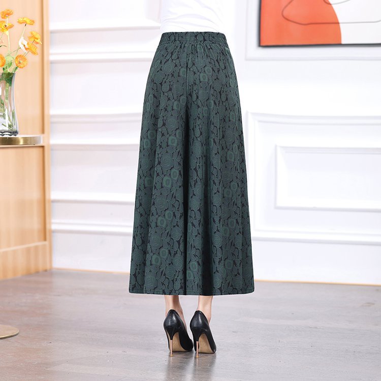 jk593-Summer high waist fashionable jacquard wide leg pants for women