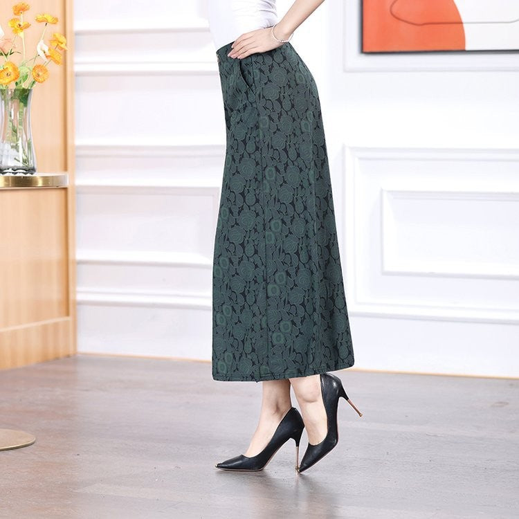 jk593-Summer high waist fashionable jacquard wide leg pants for women