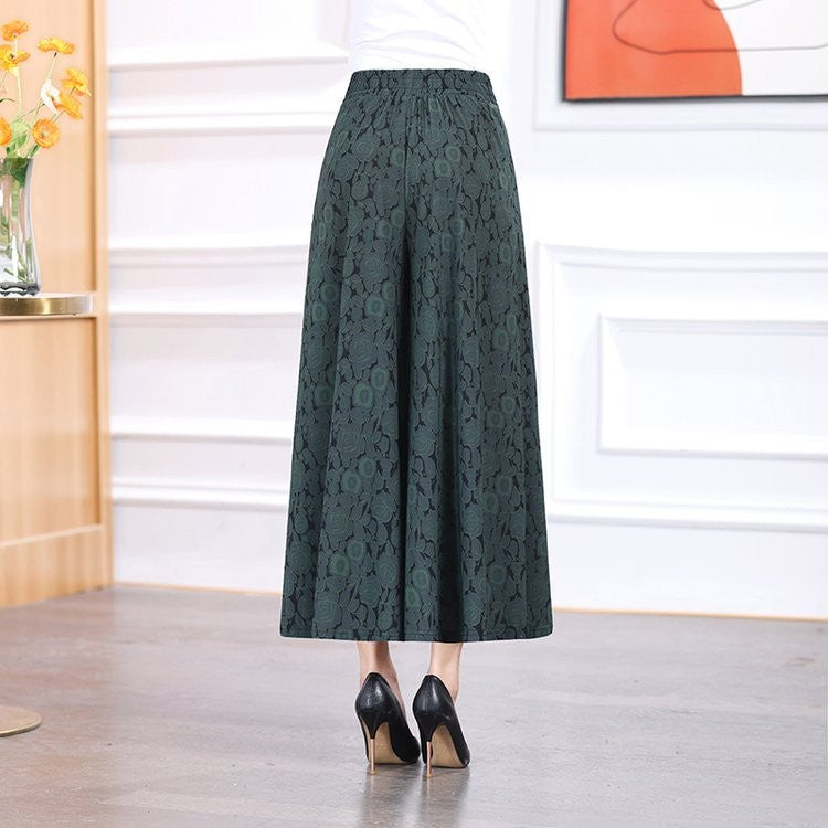 jk593-Summer high waist fashionable jacquard wide leg pants for women