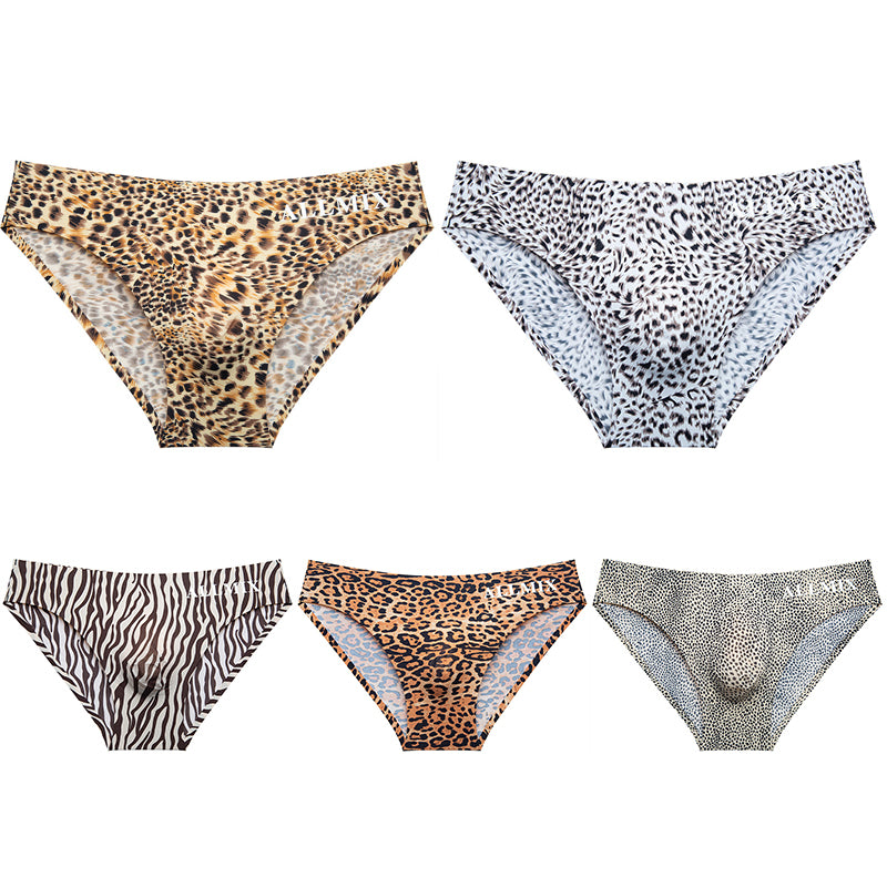iq360-5 Pieces Leopard print sexy men's briefs