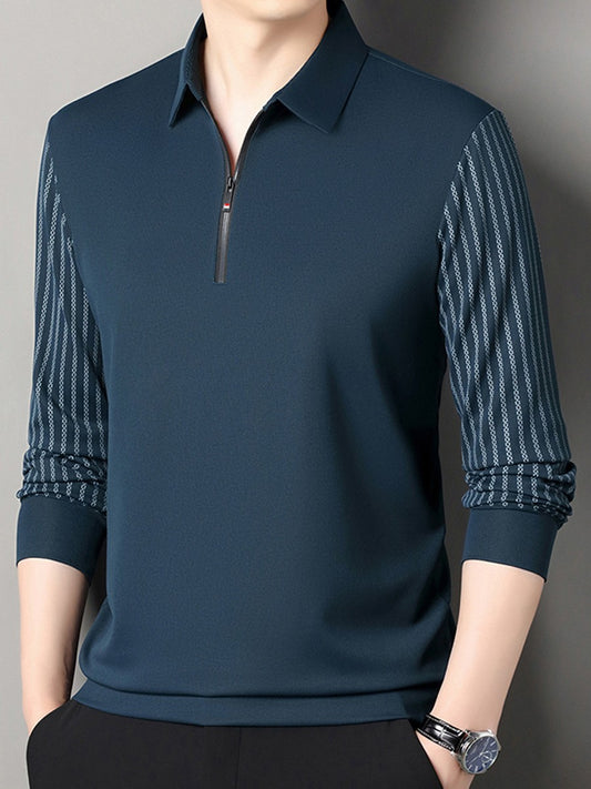Men Spring Business Casual Striped Long Sleeve T-shirt(you227)