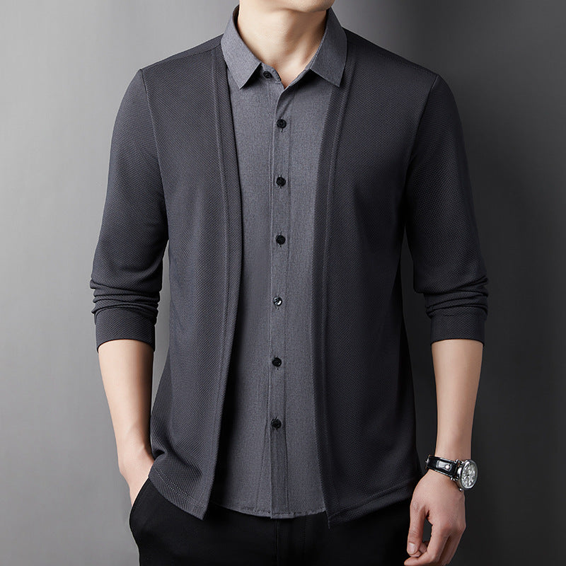 Men's fake two piece sweater