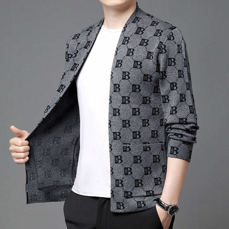 zq235-Men's long sleeve cardigan jacket