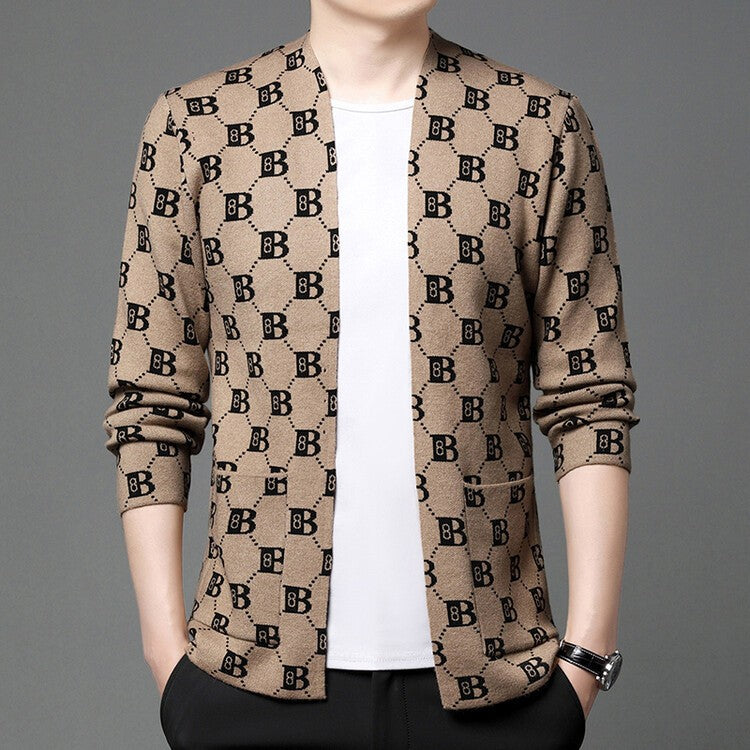 zq235-Men's long sleeve cardigan jacket