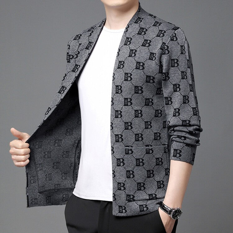 zq235-Men's long sleeve cardigan jacket